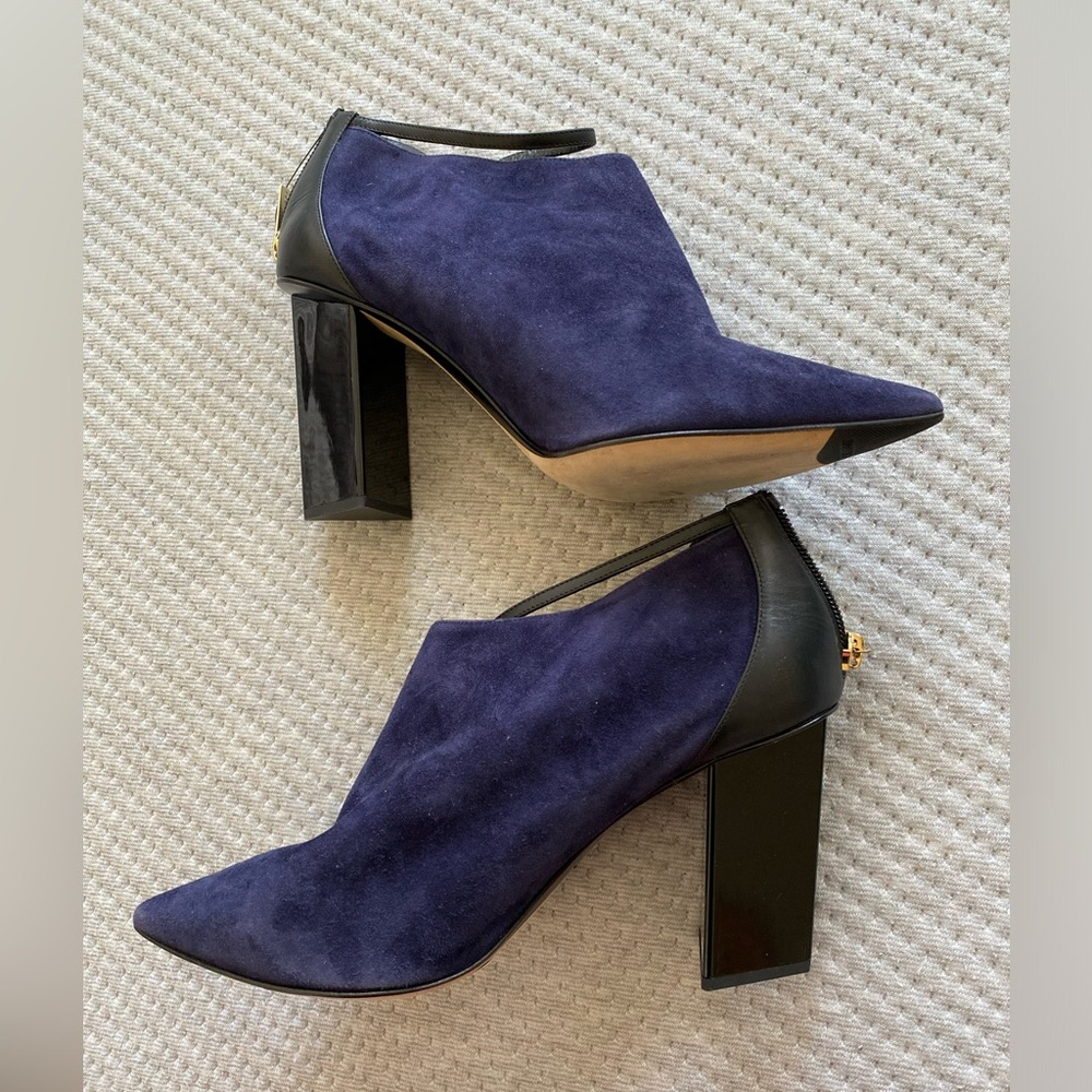 Jimmy Choo Navy Blue Suede and Black Leather Vanish Ankle Boots Midnight blue